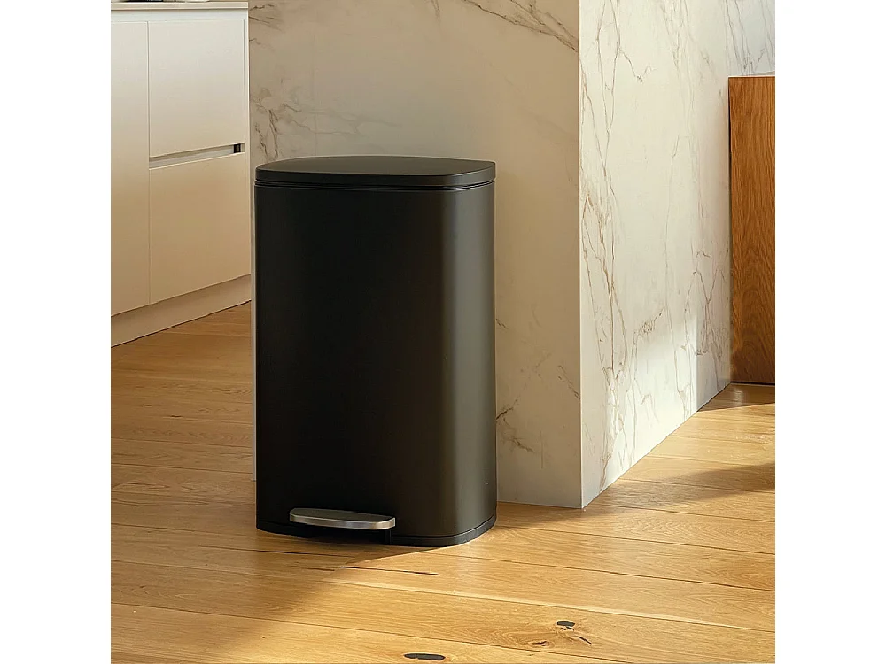 Poubelle de cuisine à pédale ADMIRAL Noir Acier inoxydable 50L