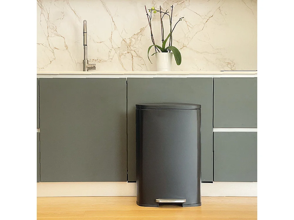 Poubelle de cuisine à pédale ADMIRAL Noir Acier inoxydable 50L