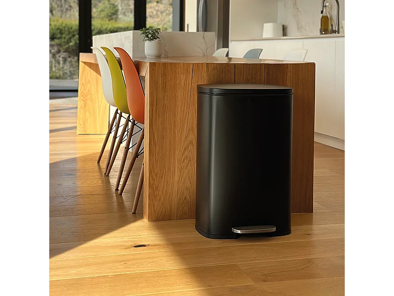 Poubelle de cuisine à pédale ADMIRAL Noir Acier inoxydable 50L