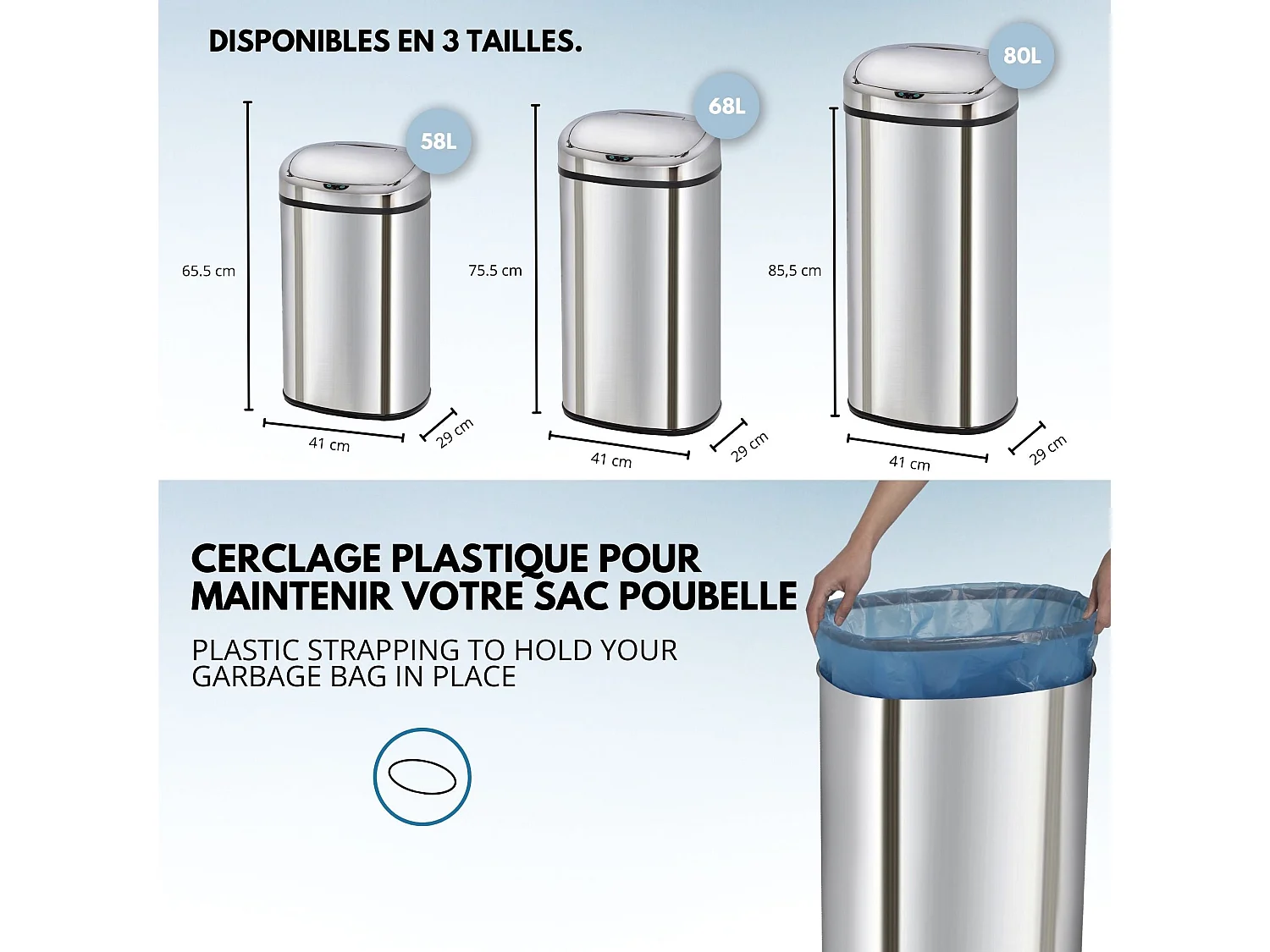Poubelle de cuisine automatique MAJESTIC Argent Acier inoxydable 68L