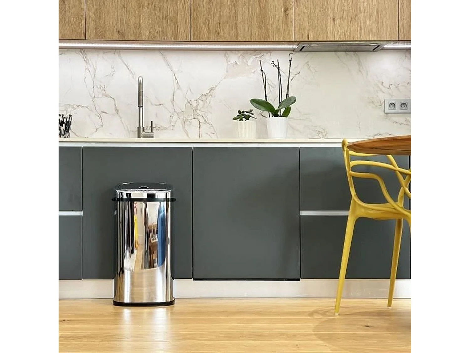 Poubelle automatique inox LARGO argent 42L