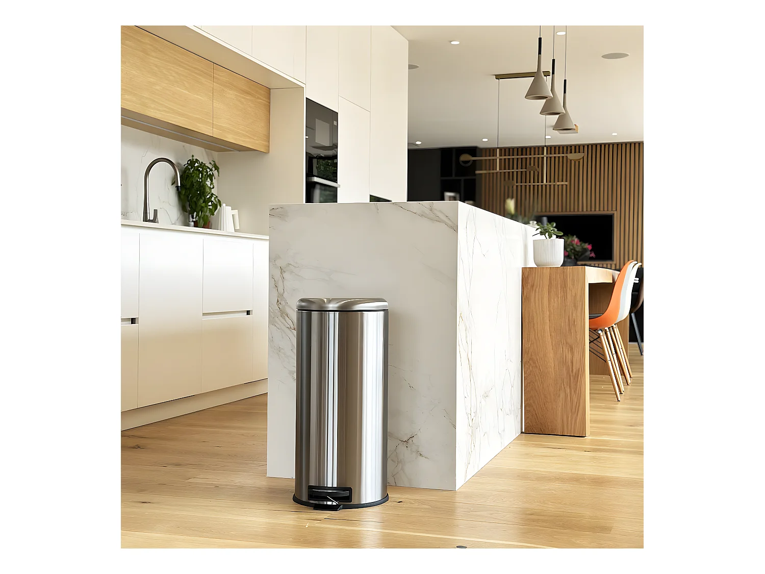 Poubelle de cuisine à pédale URBAN Argent Acier inoxydable 30 L