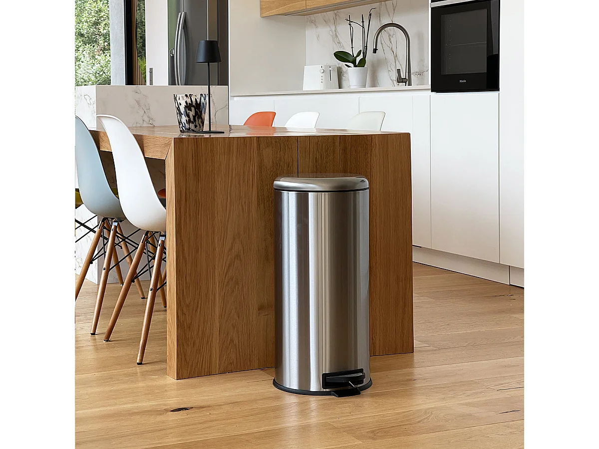 Kosz na Śmieci z Pedałem Inox URBAN srebrny 30L