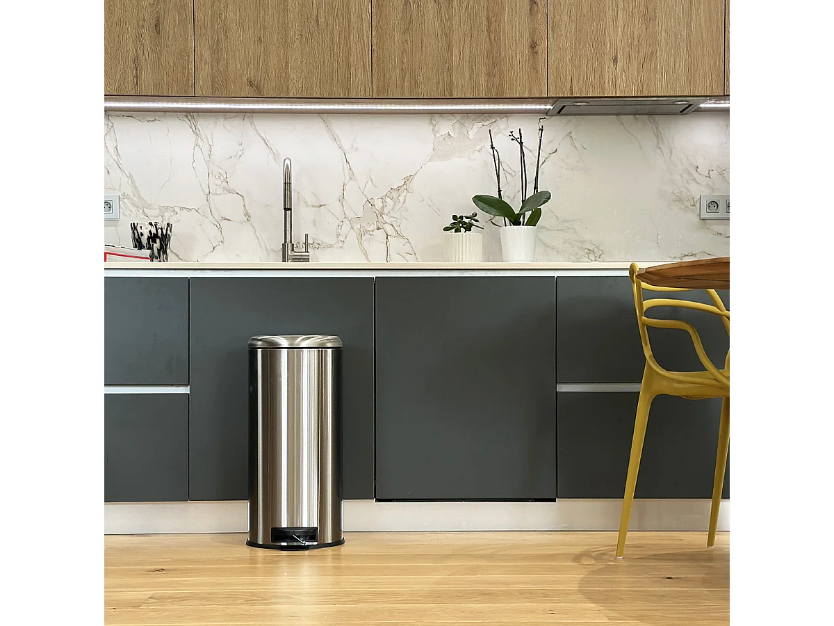 Kosz na Śmieci z Pedałem Inox URBAN srebrny 30L