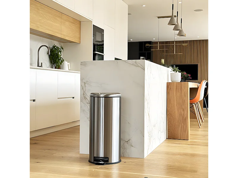 Kosz na Śmieci z Pedałem Inox URBAN srebrny 30L