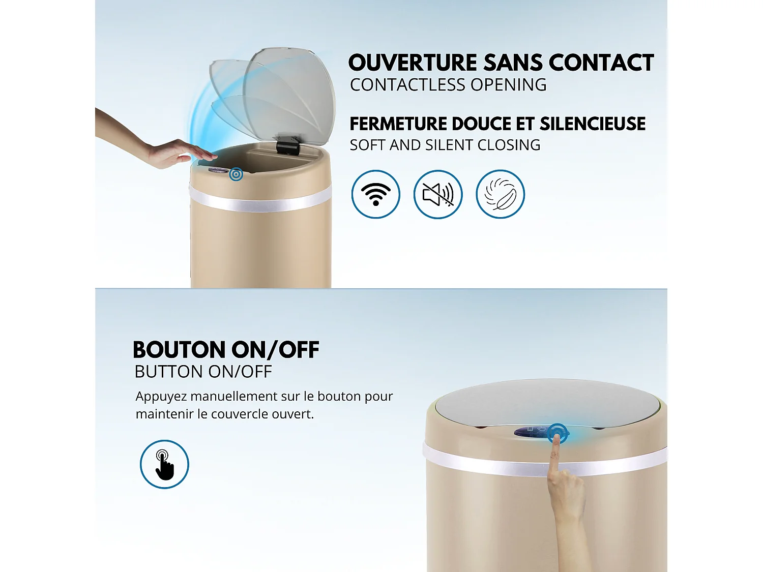 Poubelle automatique inox SOHO taupe 42L