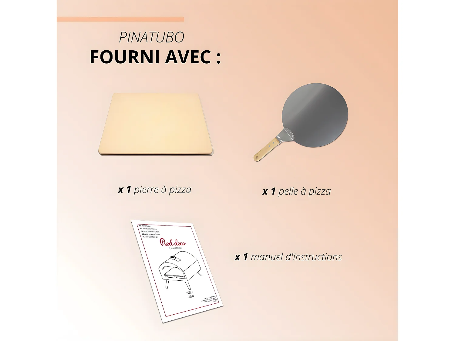 Four à pizza à gaz extérieur avec pelle PINATUBO Noir Acier L51xl41cm