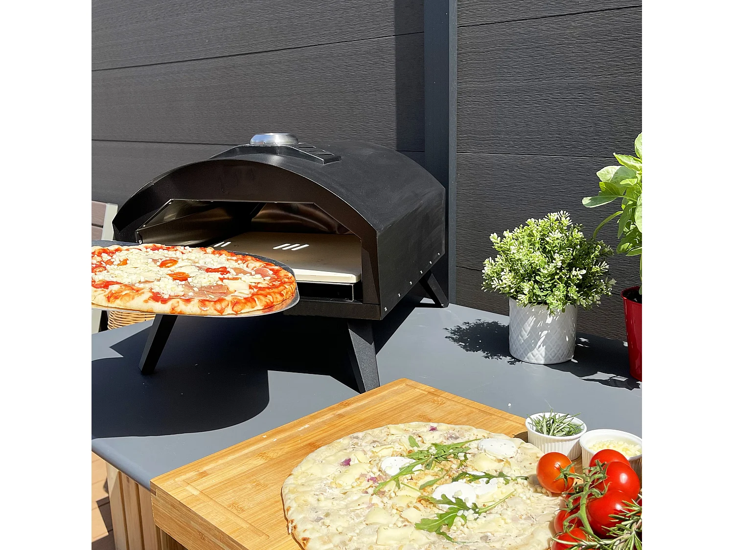 Four à pizza à gaz extérieur avec pelle PINATUBO Noir Acier L51xl41cm