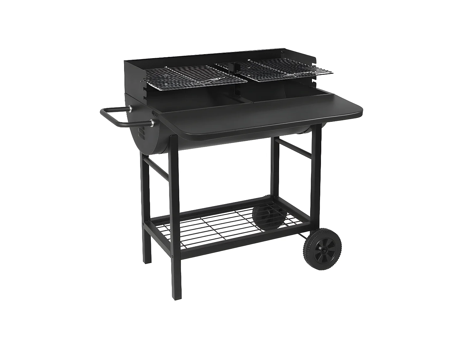 Barbecue charbon de bois 2 grilles ALABAMA Noir Acier inoxydable