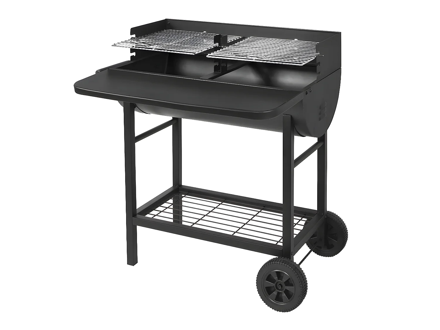 Barbecue charbon de bois 2 grilles ALABAMA Noir Acier inoxydable