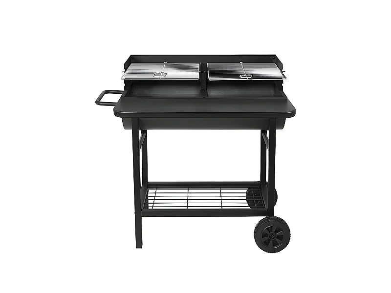 Barbecue charbon de bois 2 grilles ALABAMA Noir Acier inoxydable