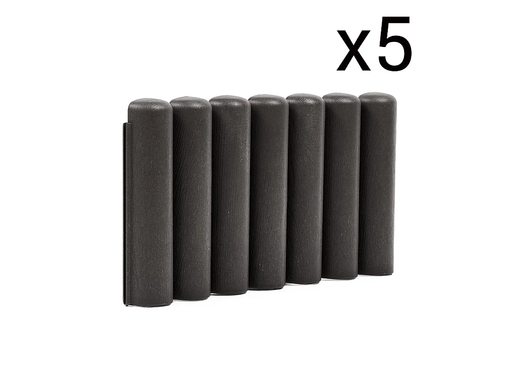 Pack 5 bordures de jardin rondins L2m gris