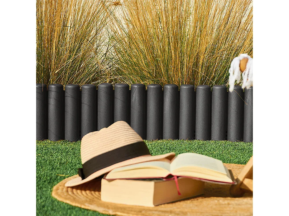 Pack 5 bordures de jardin rondins L2m gris