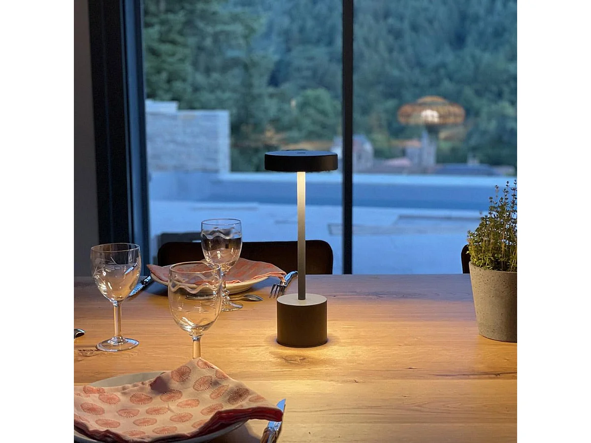 Lampe de table sans fil touch LED ROBY Gris Aluminium H30CM