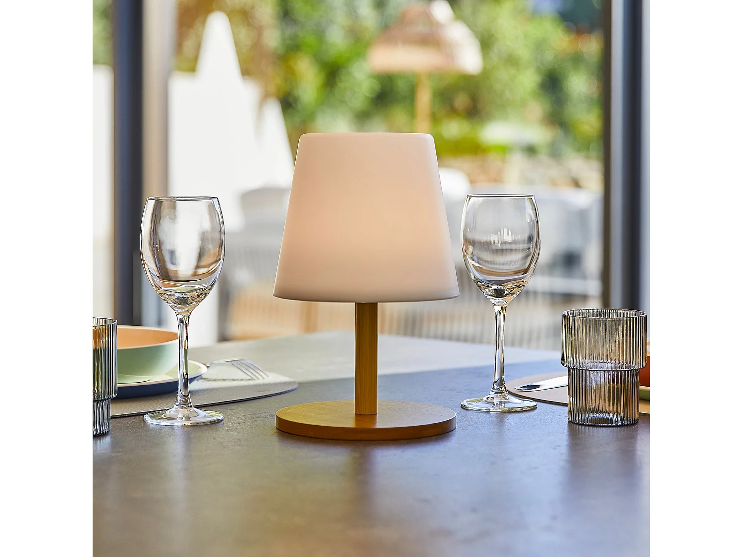 Wireless table lamp H25CM WOOD