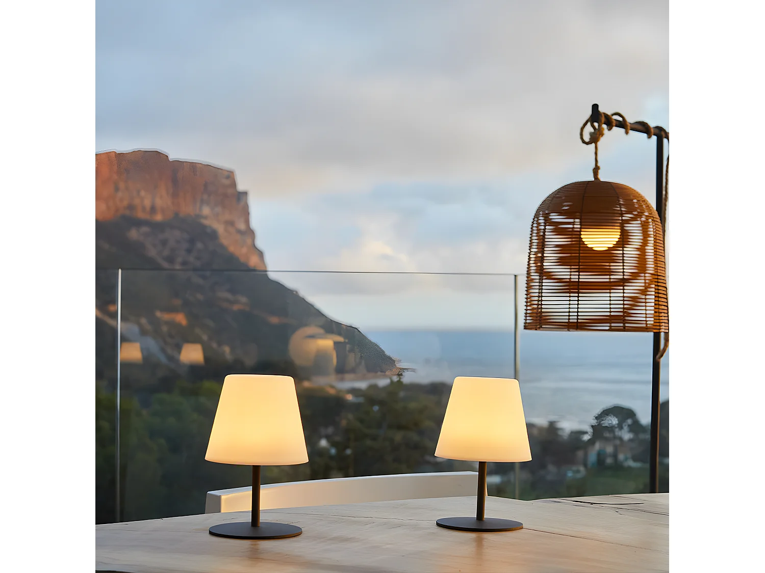 Set de 2 lampes de table sans fil LED TWINS Gris Acier H16CM