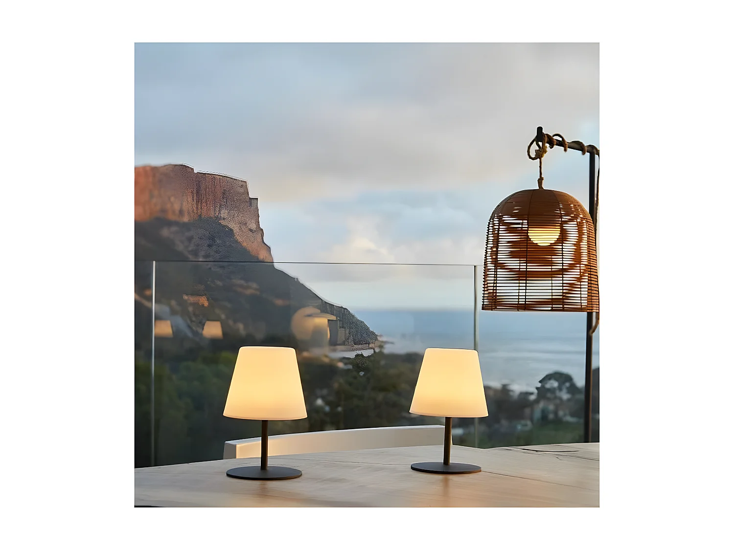 Set de 2 lampes de table sans fil LED TWINS Gris Acier H16CM