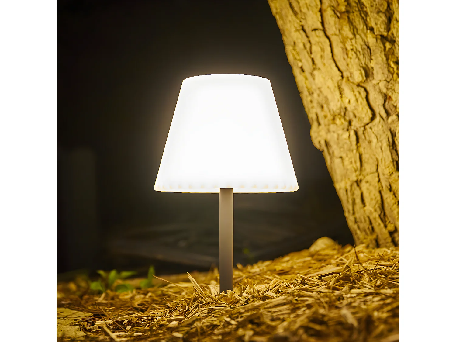 Lampe de table solaire 2 en 1 LADY Blanc Acier H62cm