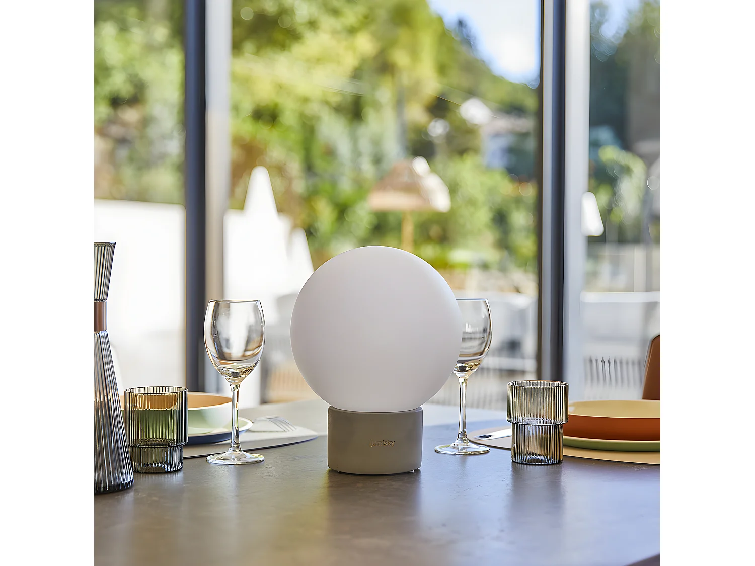 Lampe de table touch béton gris LED TERRA Gris Béton H25CM