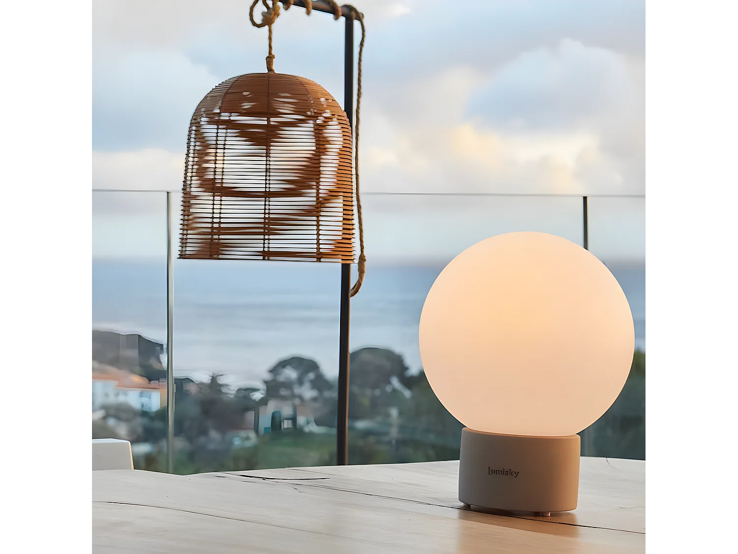 Lampe de table touch béton gris LED TERRA Gris Béton H25CM