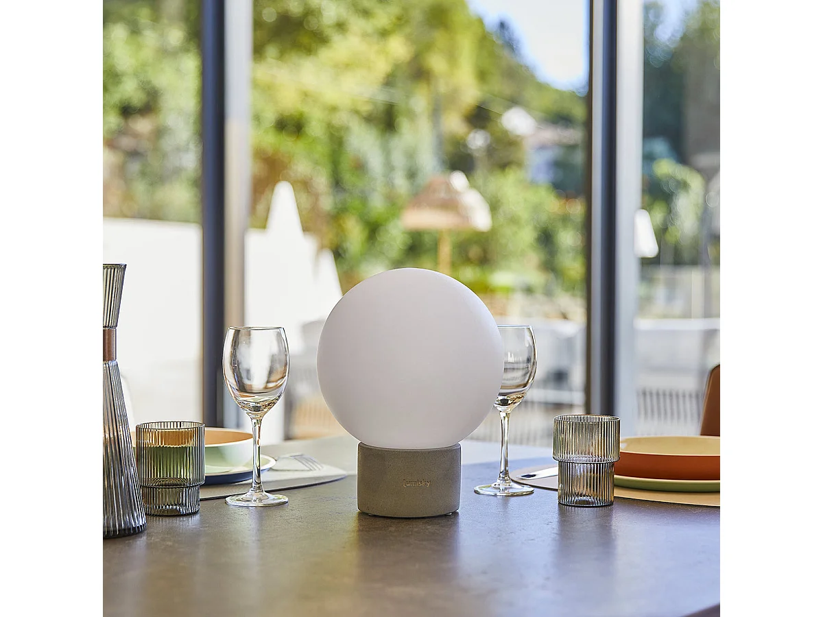 Lampe de table sans fil béton TERRA Gris H25cm