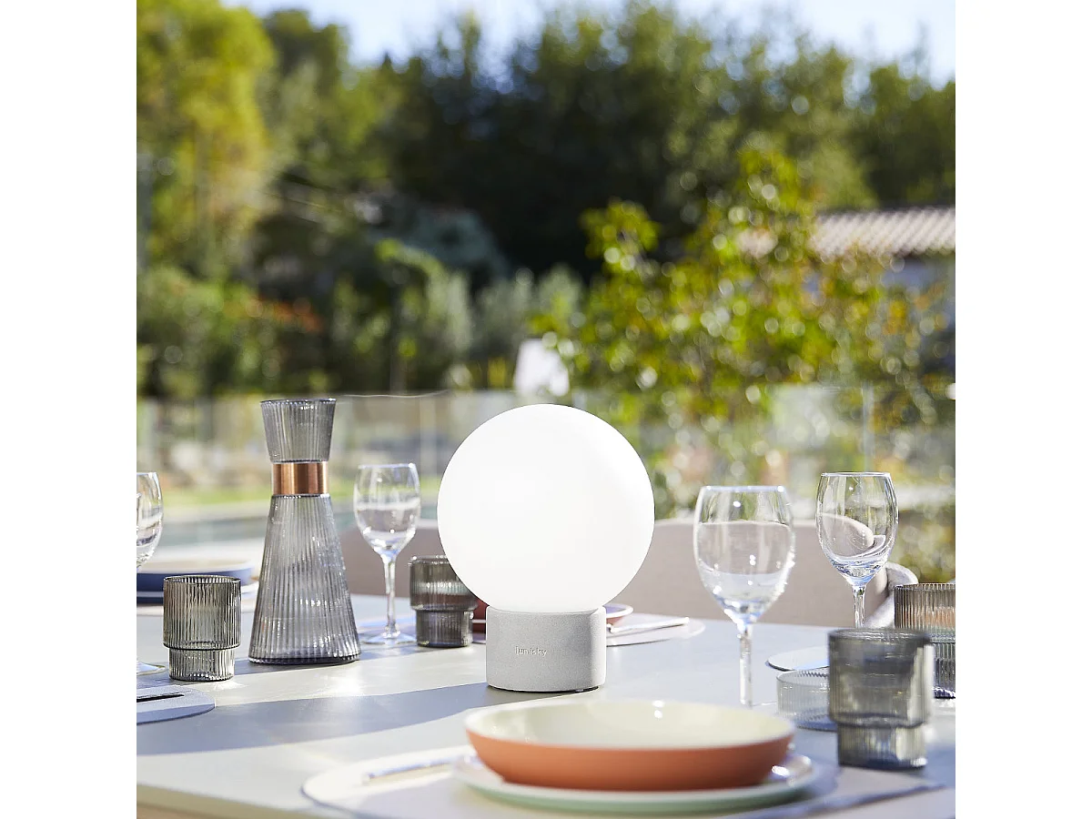 Lampe de table sans fil béton TERRA Gris H25cm