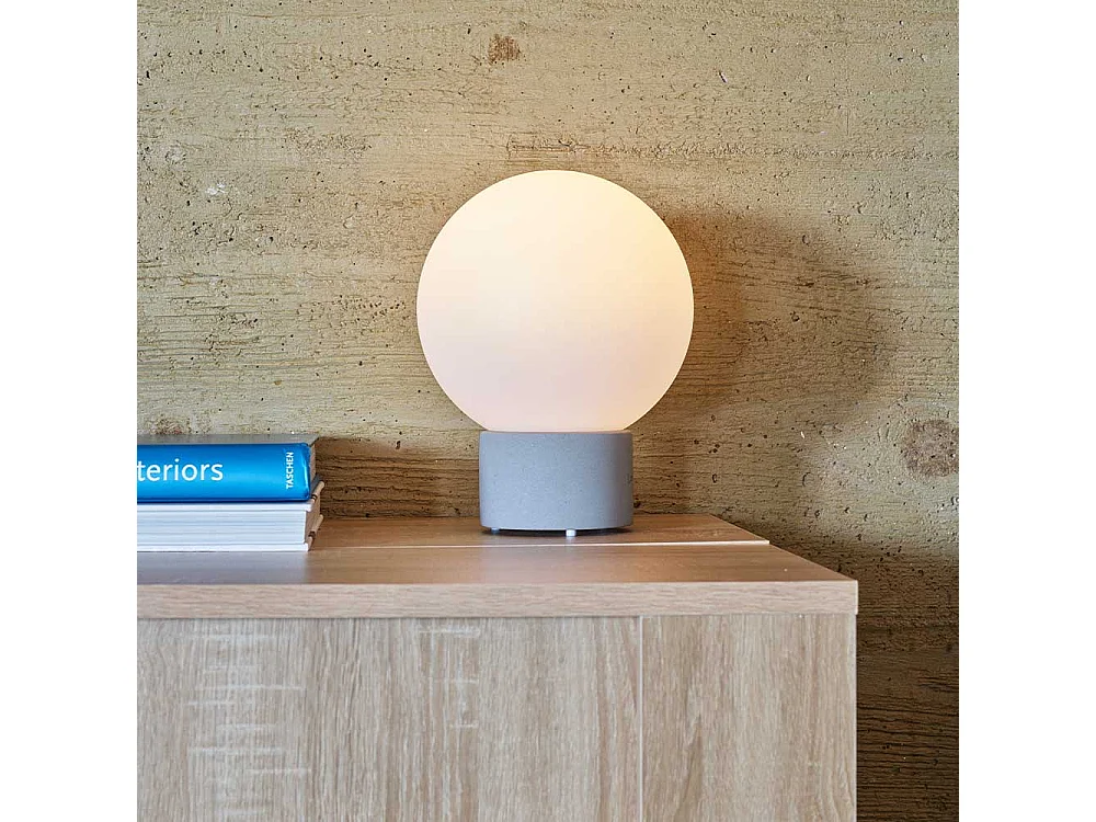 Lampe de table sans fil béton TERRA Gris H25cm
