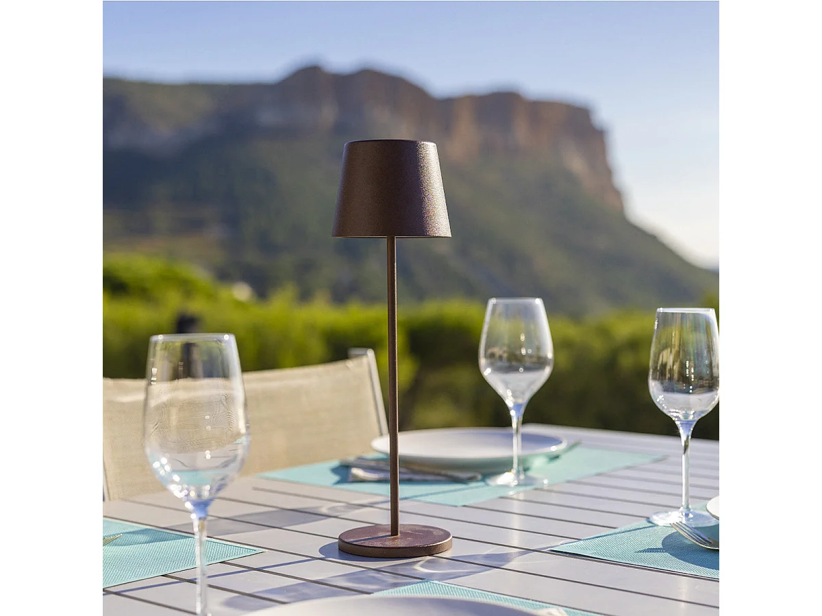 Lampe de table sans fil LED KELLY Marron Metal H38CM