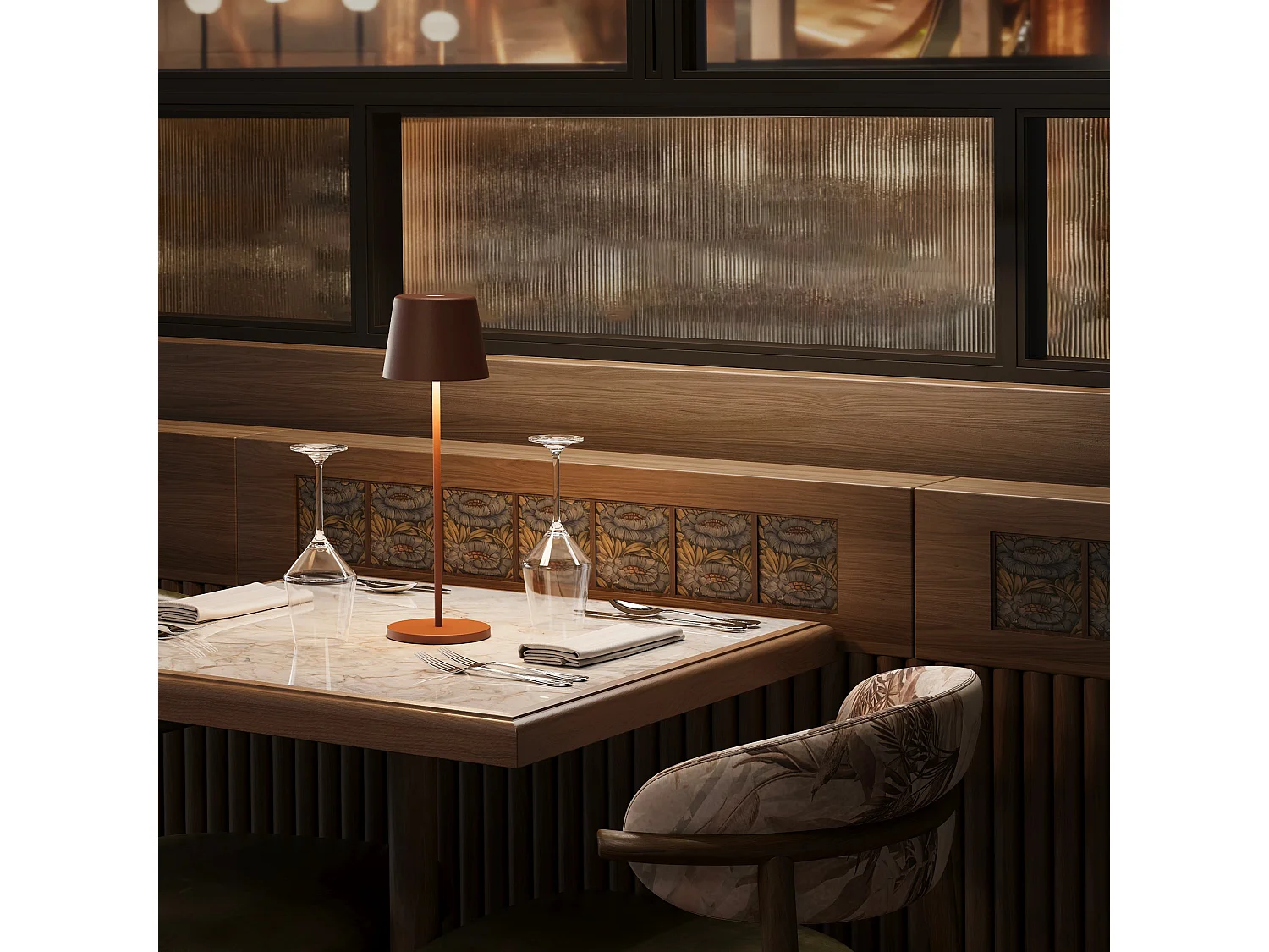 Lampe de table sans fil LED KELLY Marron Metal H38CM