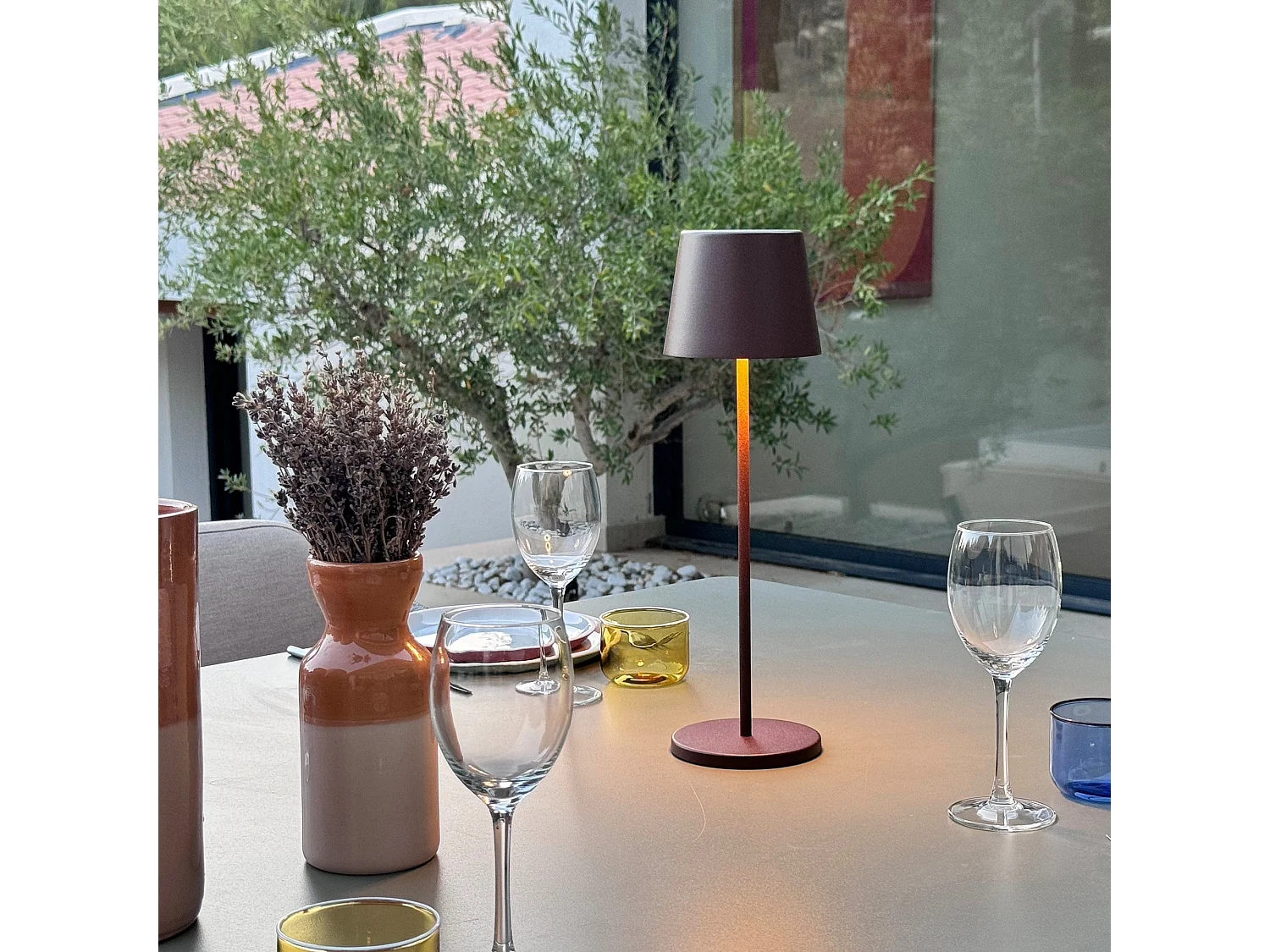 Lampe de table sans fil LED KELLY Marron Metal H38CM