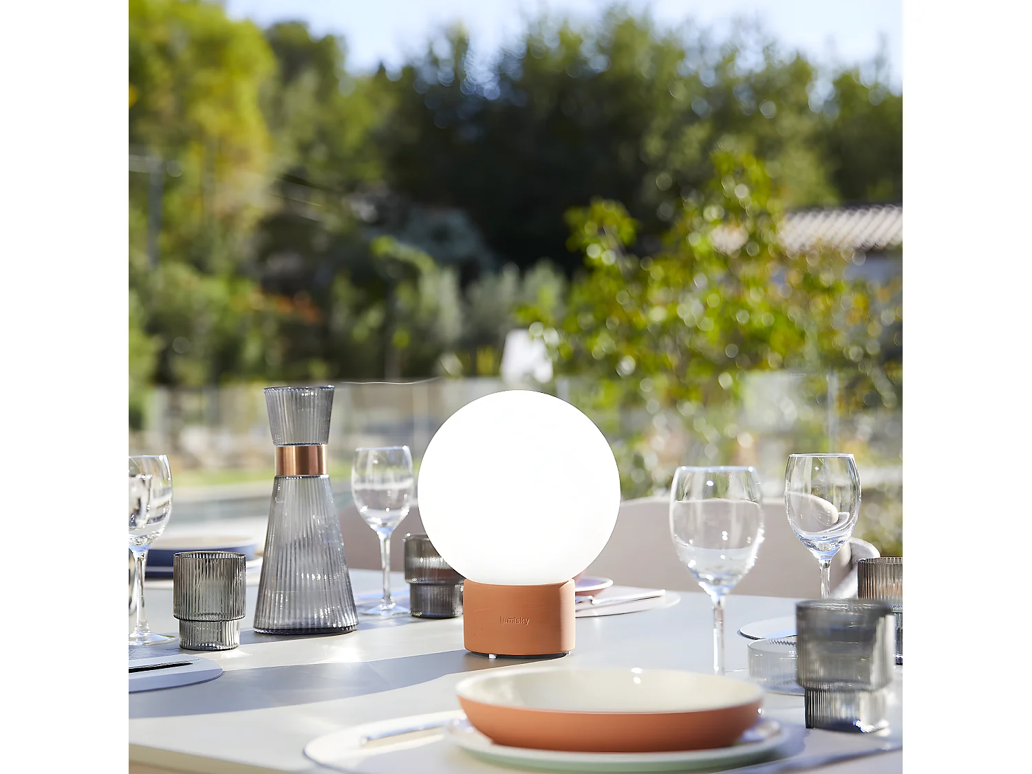 Lampe de table touch effet beton orange LED TERRA Orange Terre cuite h25cm