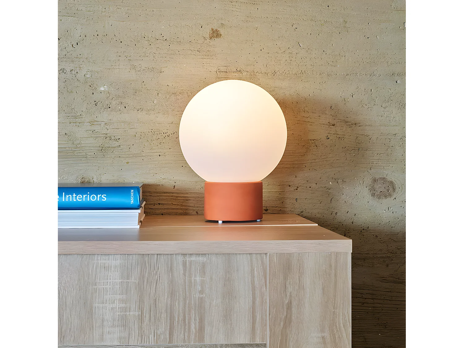 Lampe de table touch effet beton orange LED TERRA Orange Terre cuite h25cm