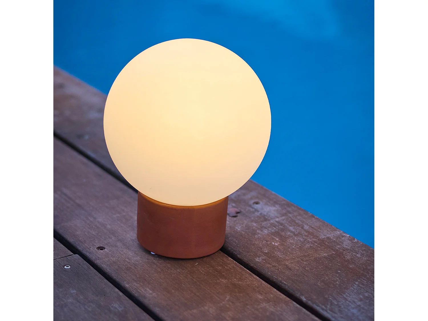 Lampe de table touch effet beton orange LED TERRA Orange Terre cuite h25cm