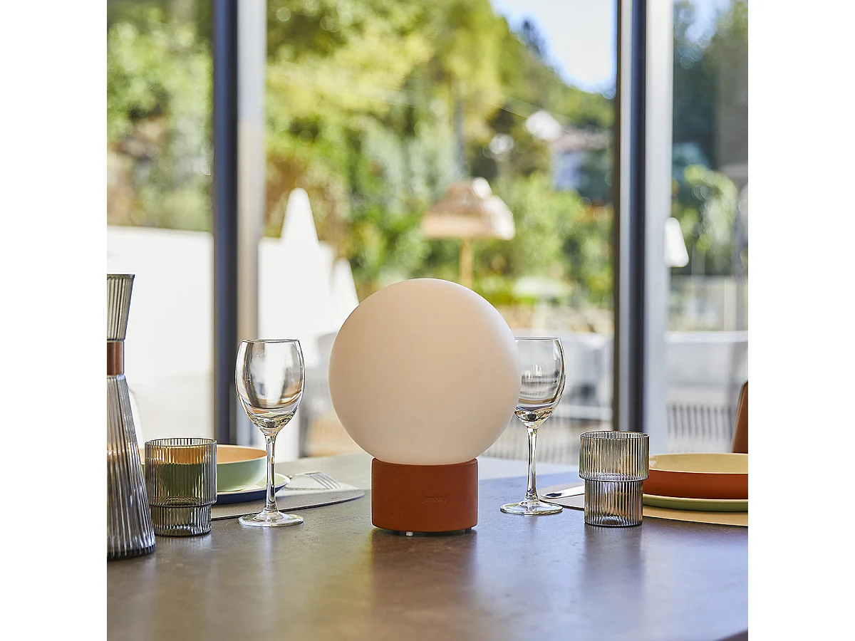 Lampe de table touch effet beton orange LED TERRA Orange Terre cuite h25cm