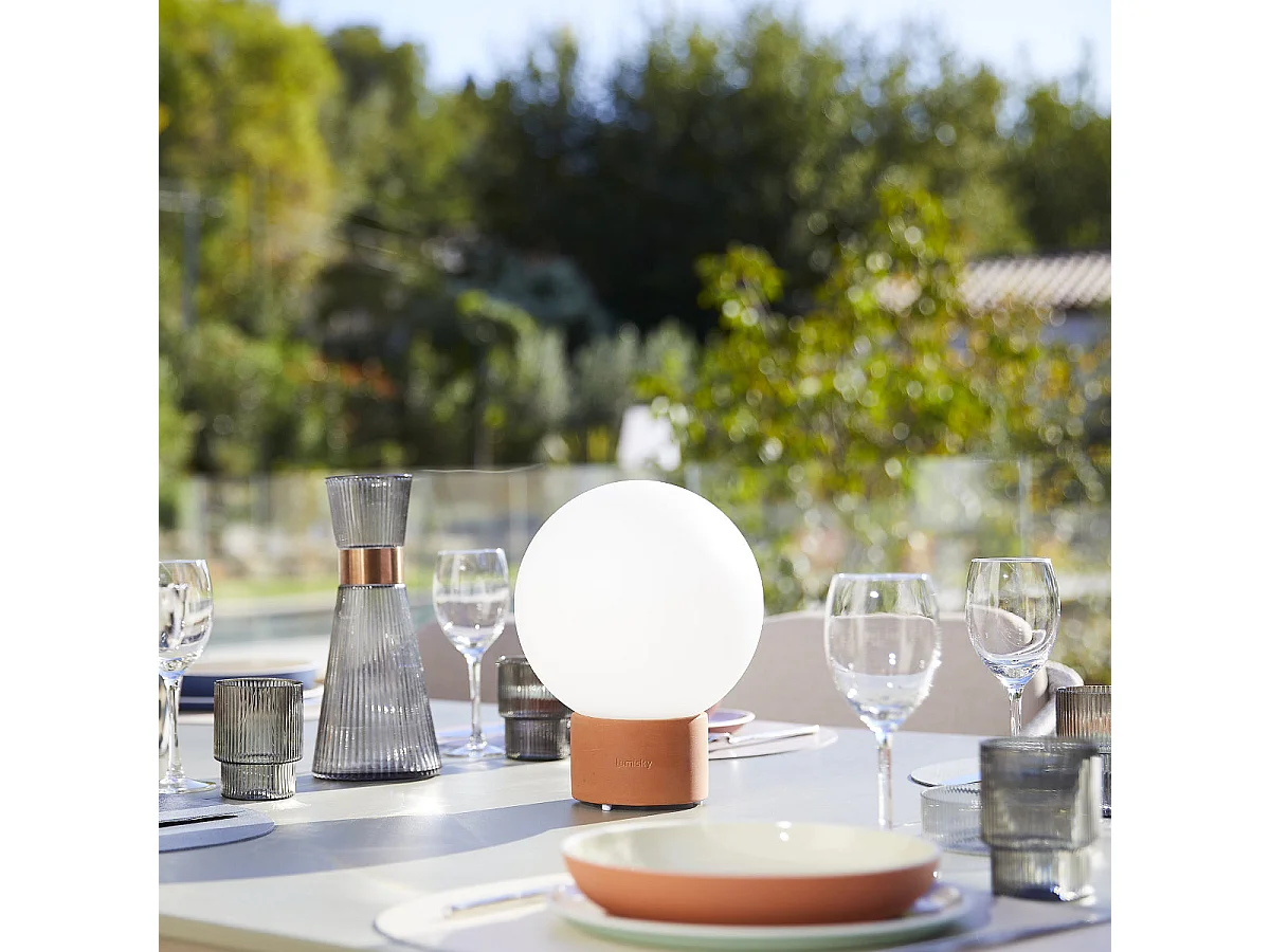 Lampe de table touch effet beton orange LED TERRA Orange Terre cuite h25cm