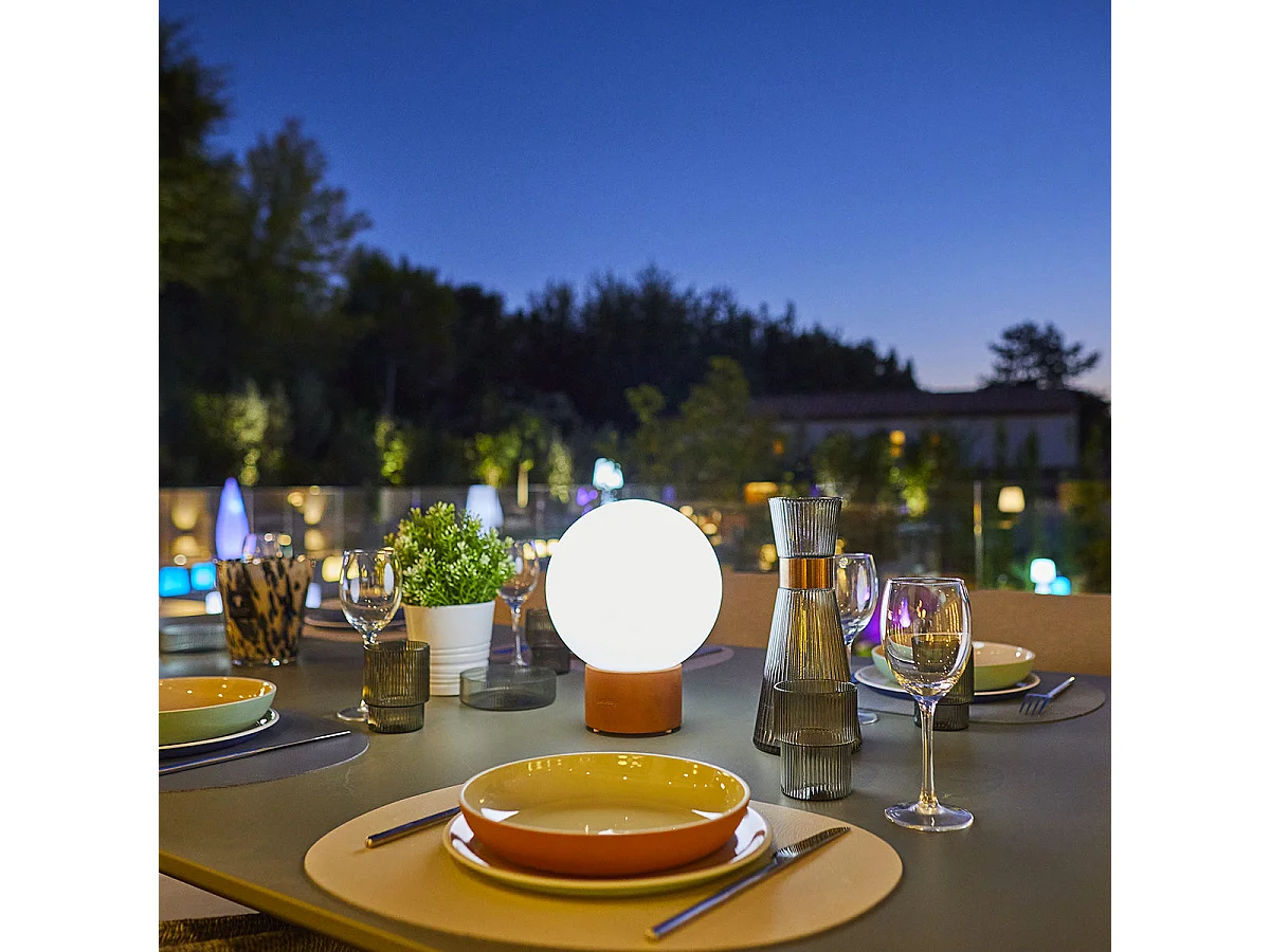 Lampe de table touch effet beton orange LED TERRA Orange Terre cuite h25cm
