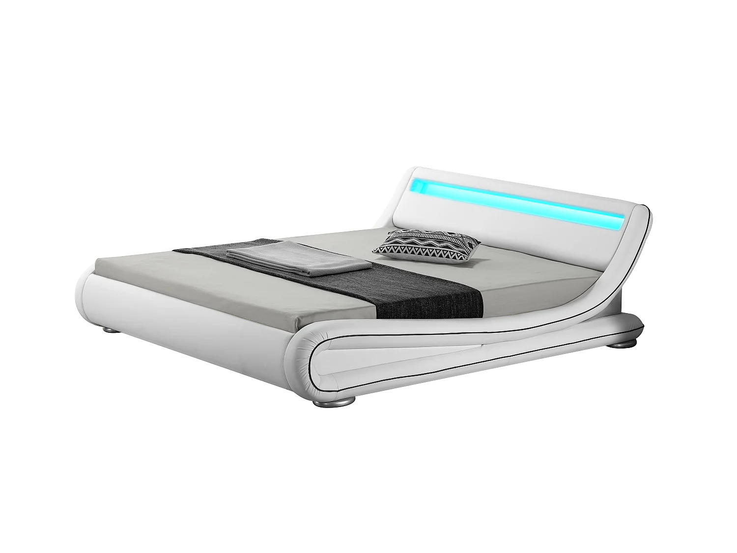 Lit Soon Blanc Liseré Noir LED 140x190 cm