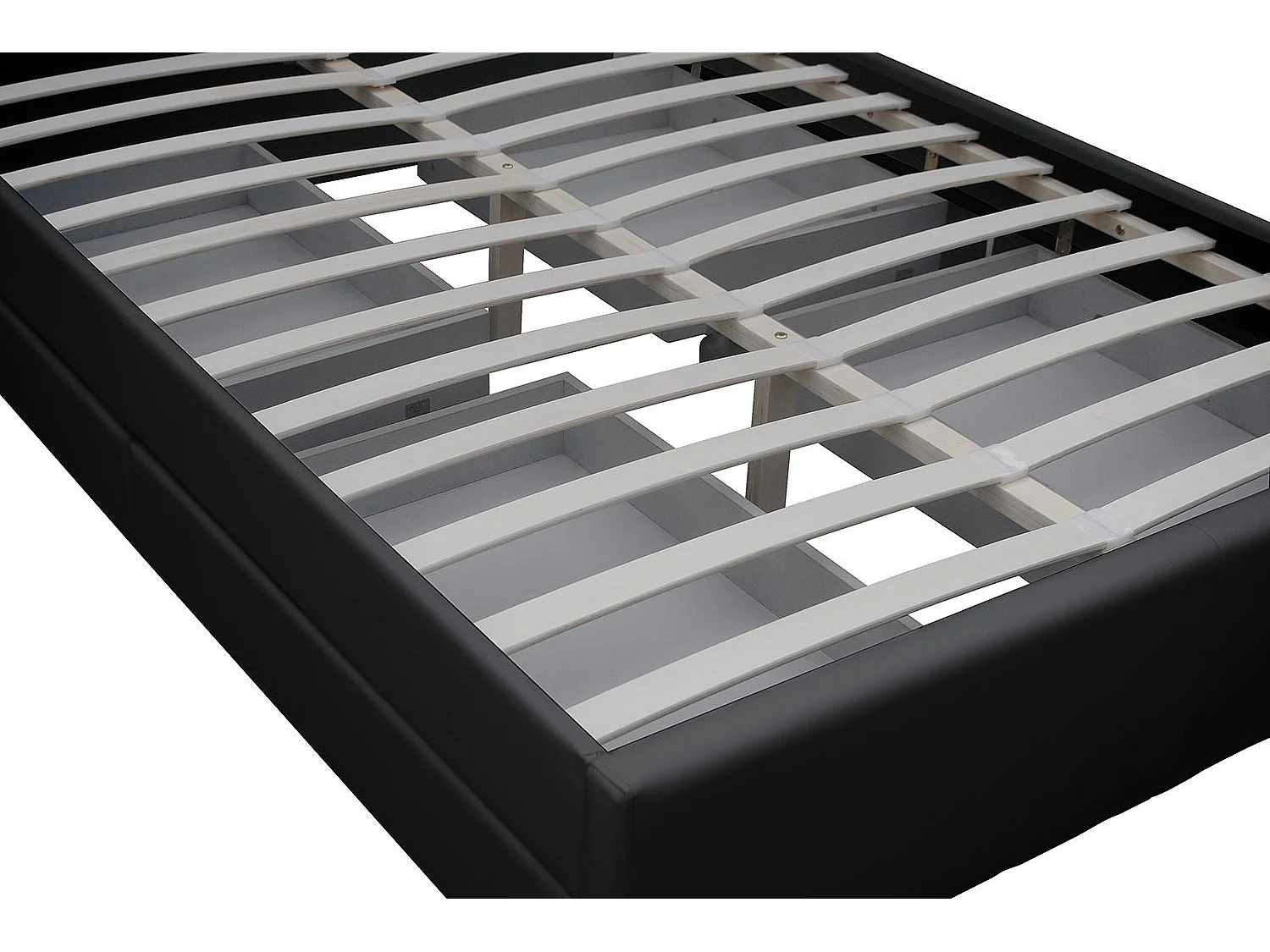 Lit à led avec 4 tiroirs simili cuir Denvers-Couleur Noir-140x190