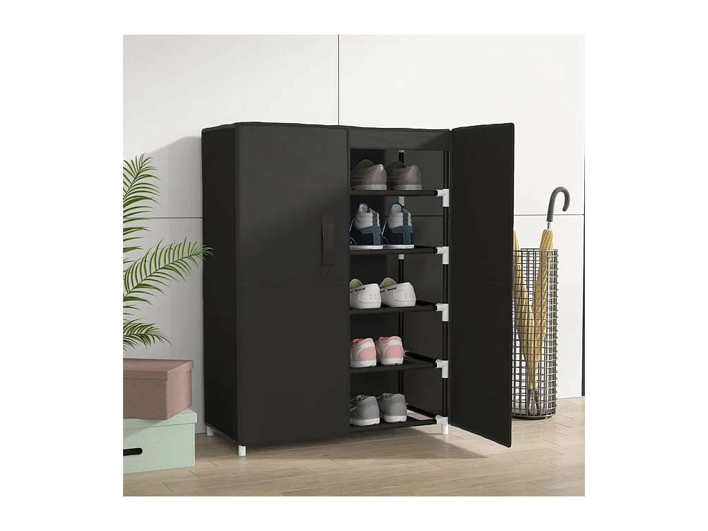 Armoire à chaussures Noir 60x28x90 cm Tissu