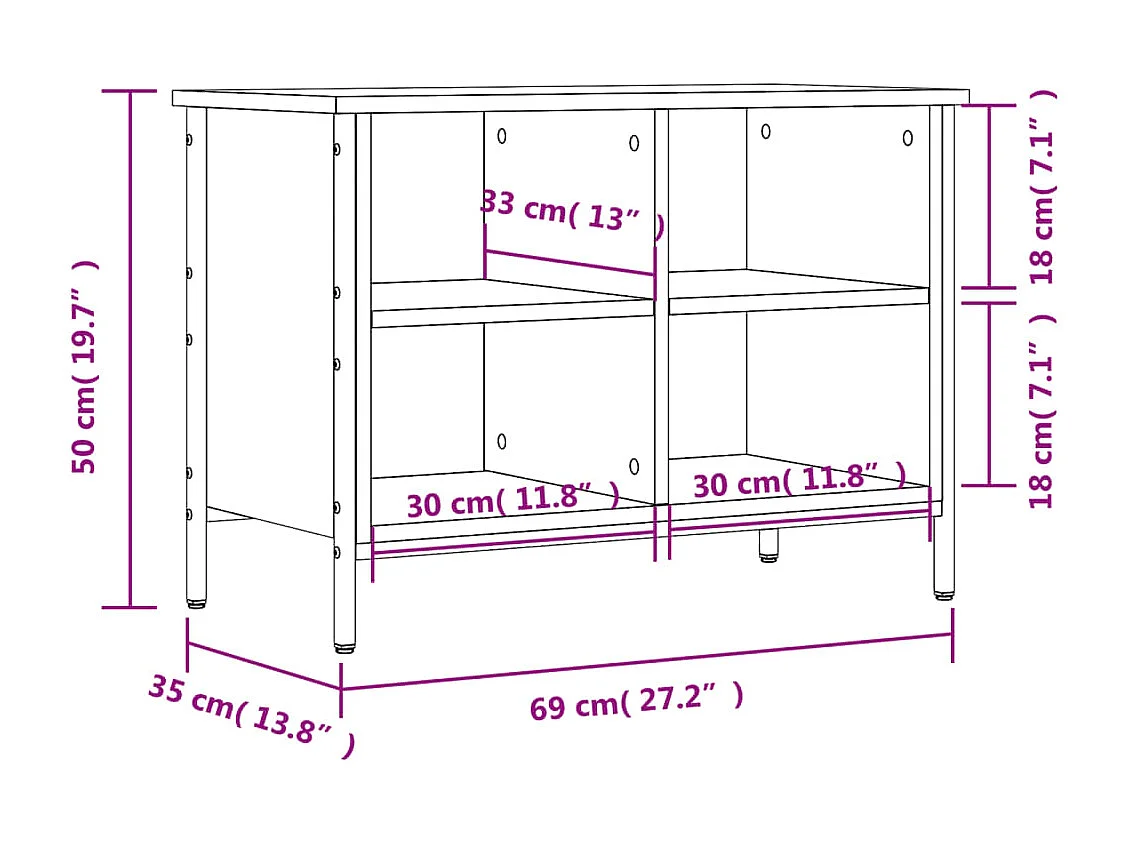 Armoire à chaussures chêne marron 69x35x50 cm bois d'ingénierie