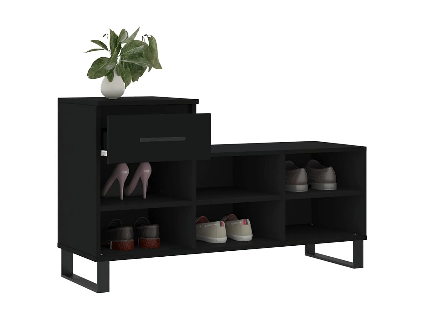 Schoenenkast Zwart 102x36x60 cm Bewerkt hout