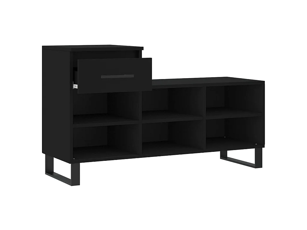 Schoenenkast Zwart 102x36x60 cm Bewerkt hout