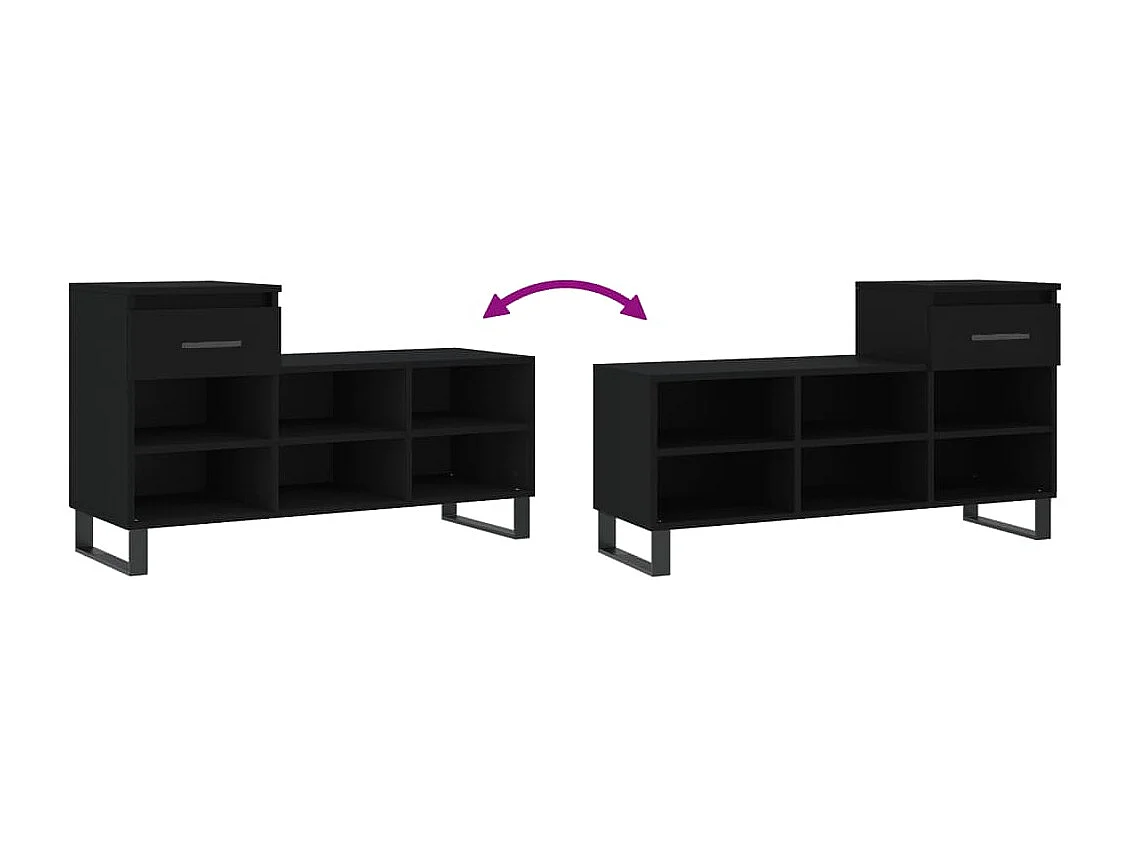 Schoenenkast Zwart 102x36x60 cm Bewerkt hout