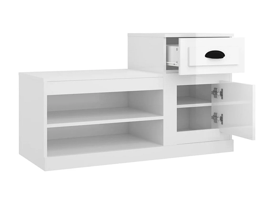 Scarpiera bianca lucida 100x42x60 cm in derivati del legno