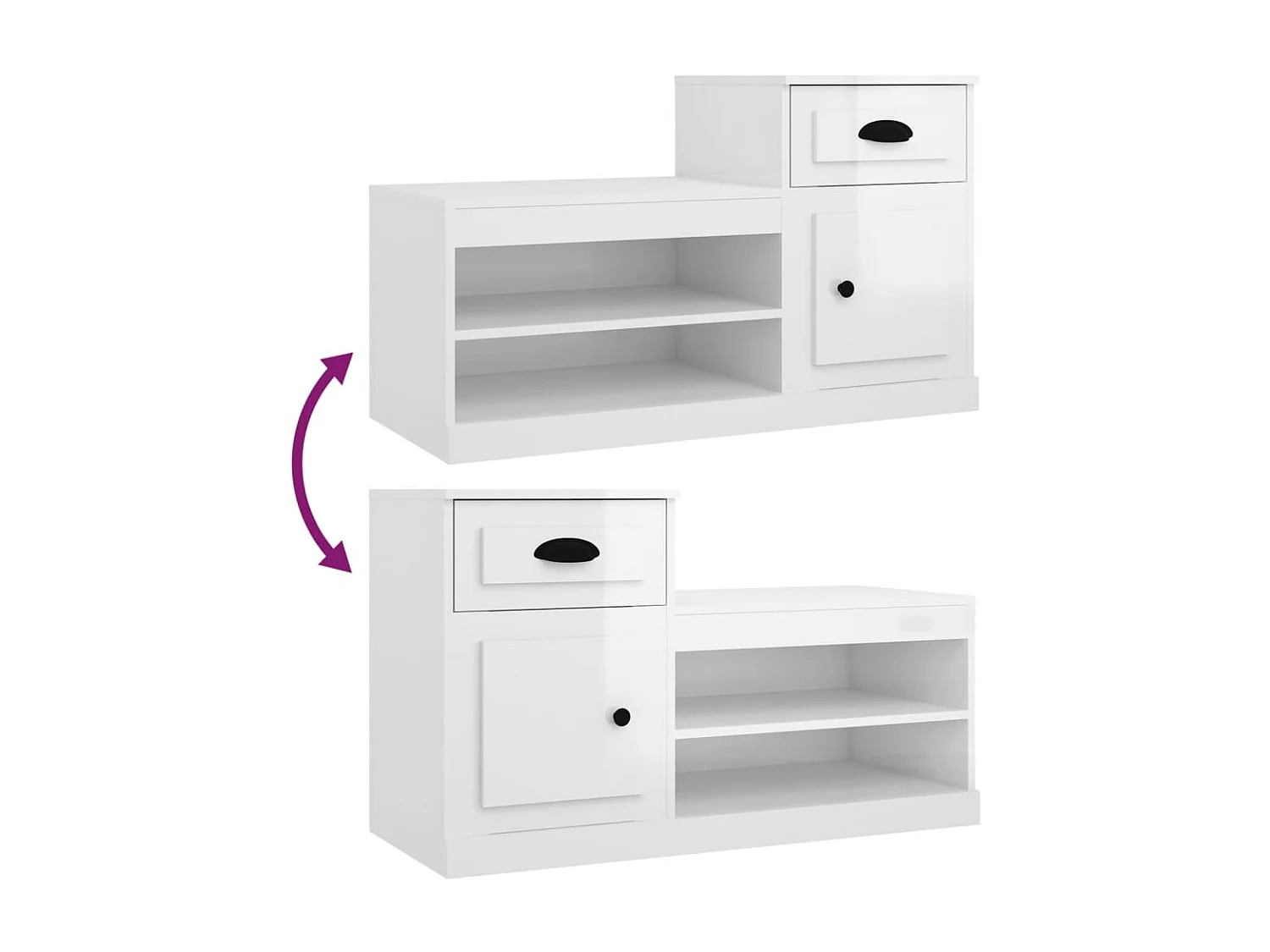 Glänzend weißer Schuhschrank 100x42x60 cm aus Holzwerkstoff