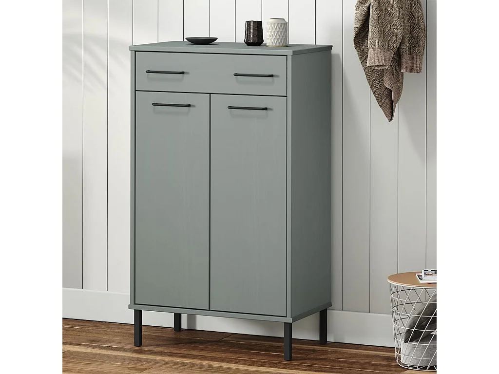 schoenenrek en metalen poten Grijs grenenhout OSLO