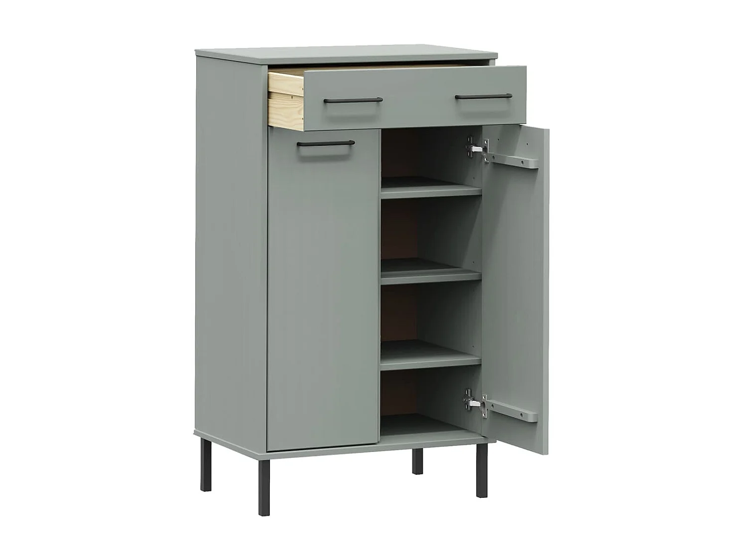 schoenenrek en metalen poten Grijs grenenhout OSLO