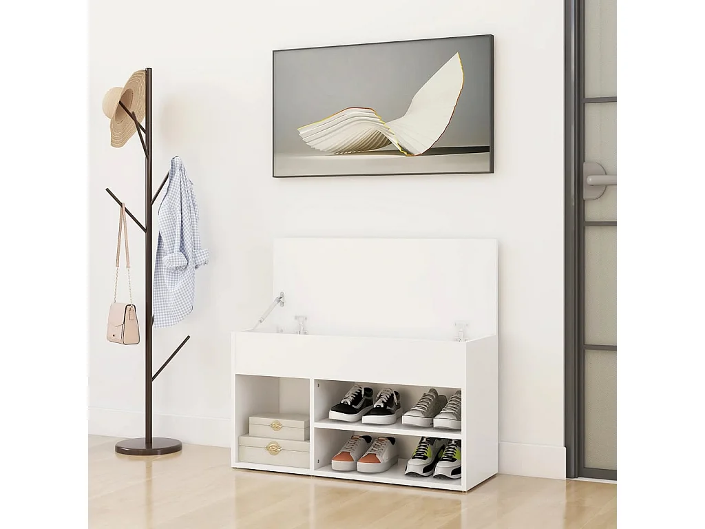 Banco zapatero Aglomerado Blanco 80x30x45 cm