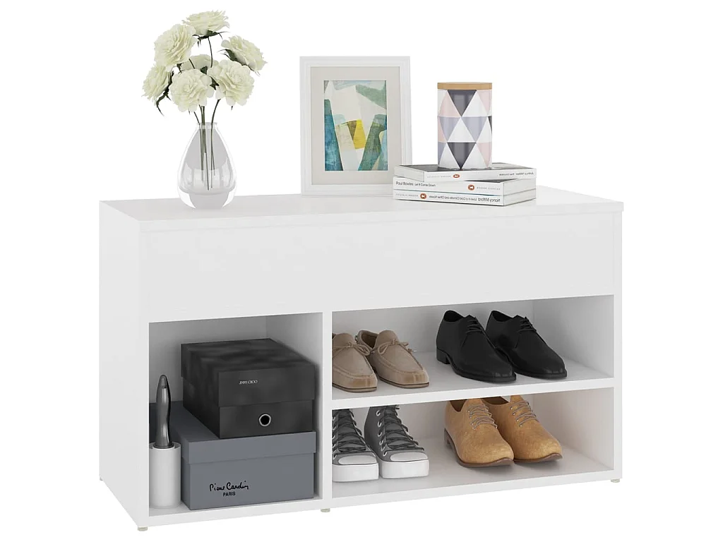 Banco zapatero Aglomerado Blanco 80x30x45 cm