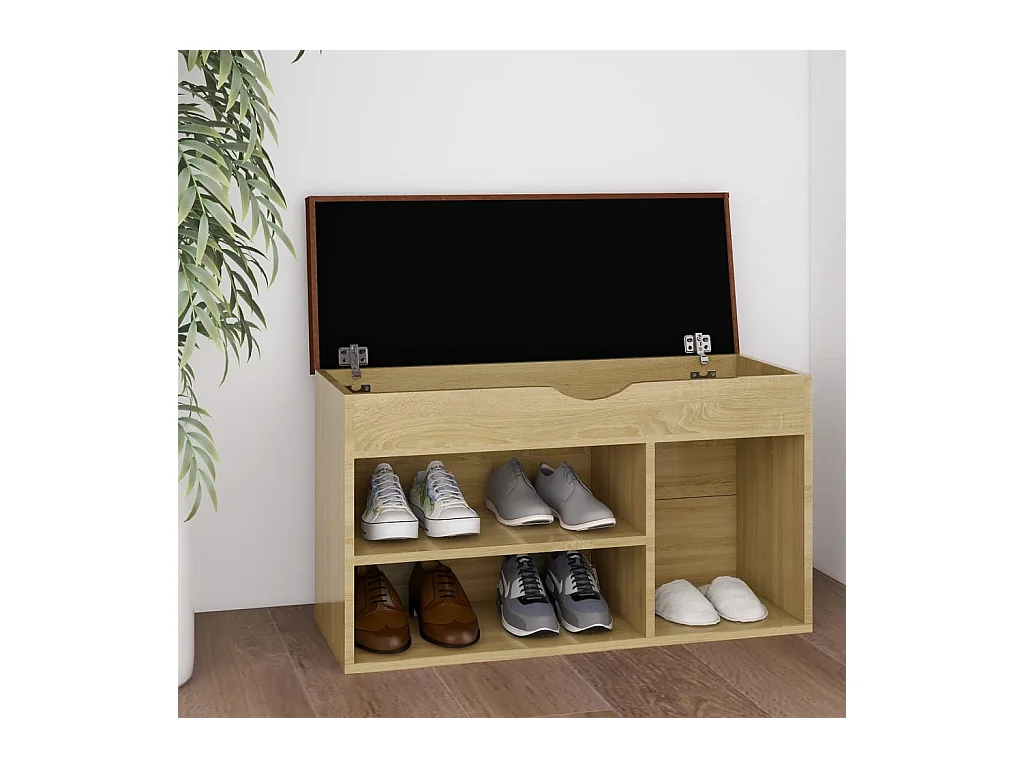 Banc à chaussures et coussin Chêne sonoma 80x30x47 cm Aggloméré